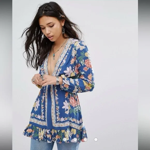 Free People Violet Hill Printed Tunic Top, Size 4, Excellent Condition! - Picture 2 of 15